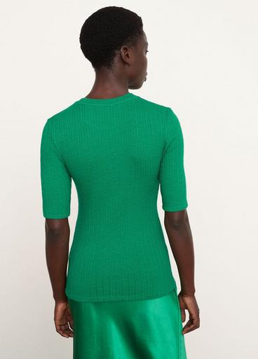 Ribbed Elbow Sleeve Crew Neck T-Shirt image number 3