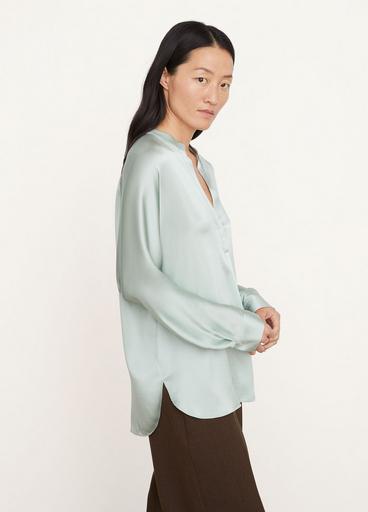 Silk Band Collar Long Sleeve Blouse image number 2