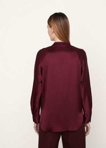 Silk Band Collar Long Sleeve Blouse image number 3