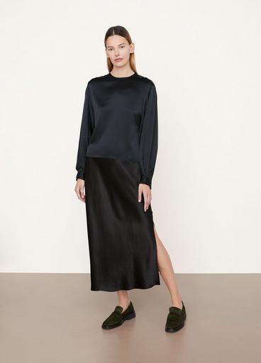 Pleated-Cuff Crew Neck Blouse image number 0