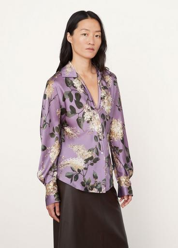 Silk Lilac Bias Long Sleeve Blouse image number 2