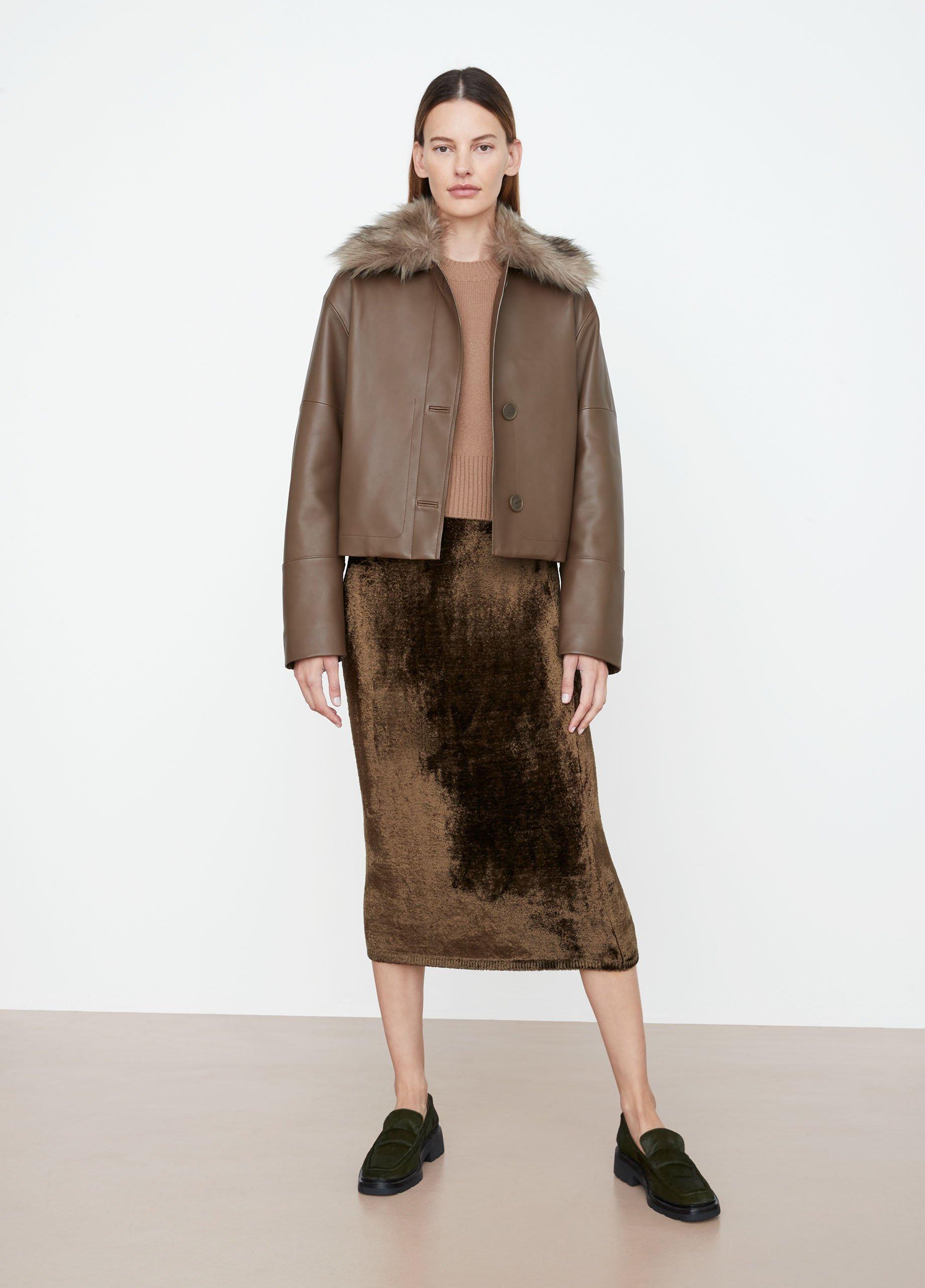 Combo Collar Leather Jacket image number 0