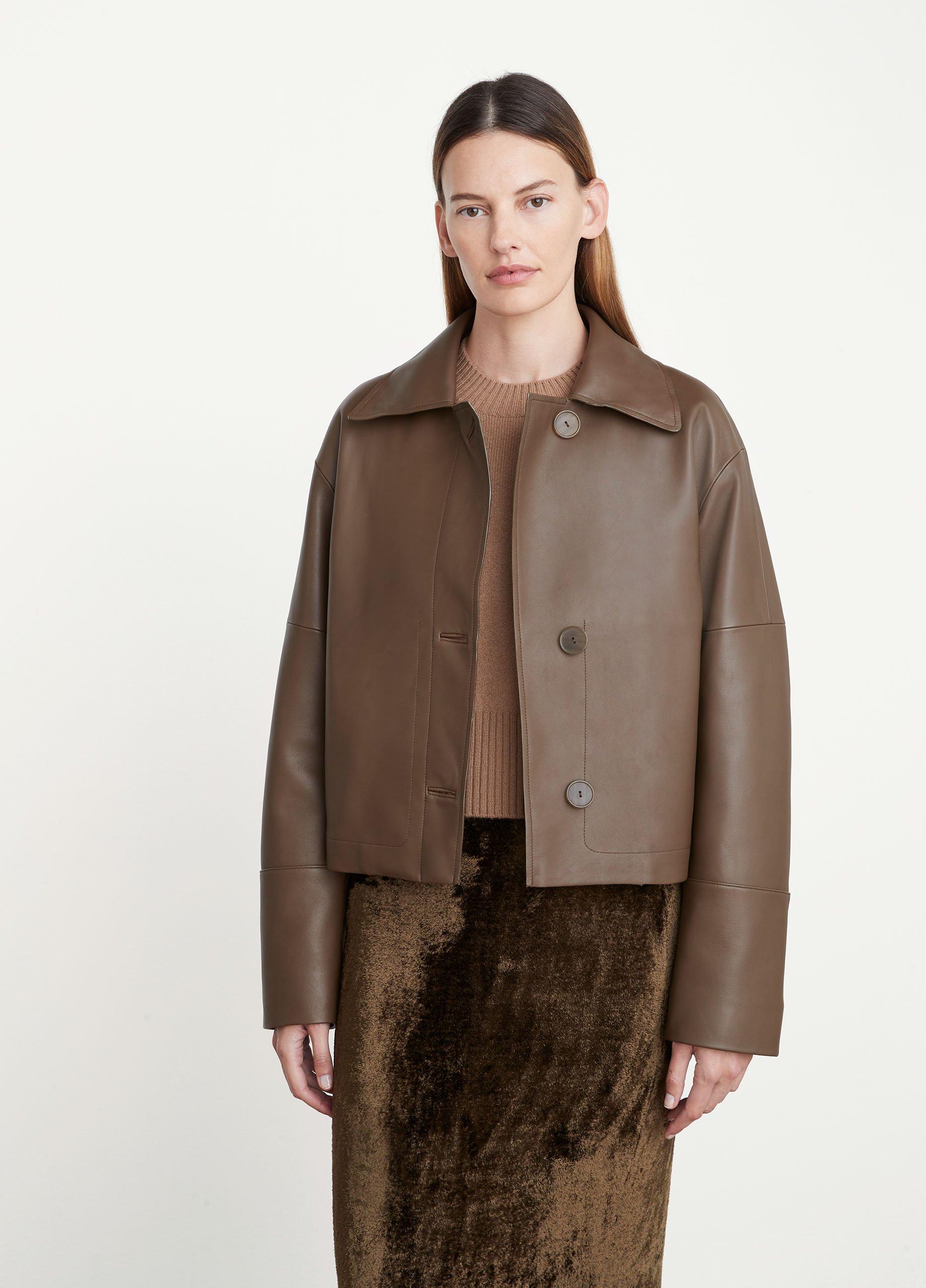 Combo Collar Leather Jacket image number 1