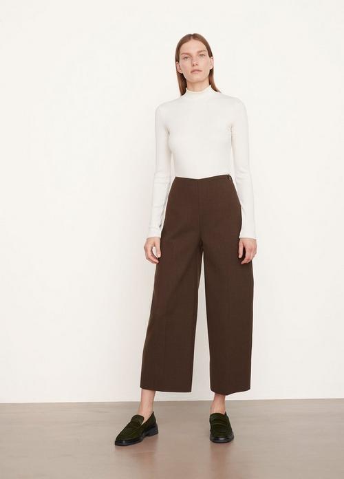Double Wool Cropped Wide Leg Pant