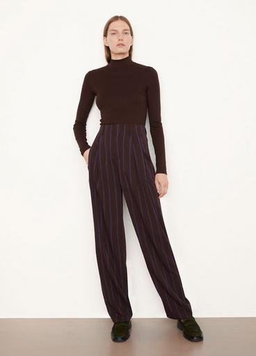 Striped Pleat-Front Wide-Leg Cropped Pant image number 1
