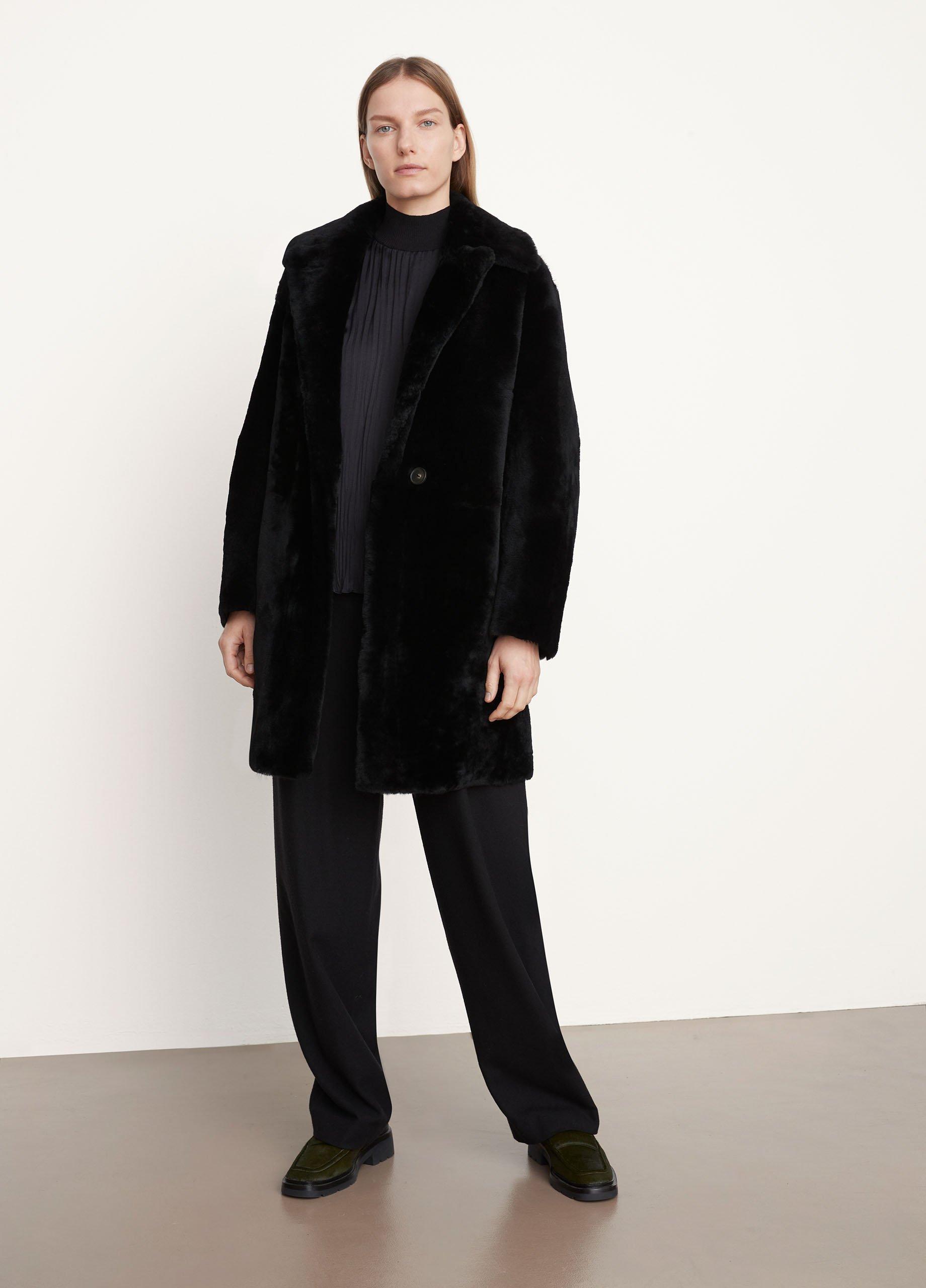 All black shearling coat hotsell