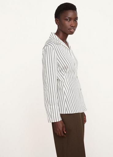 Double Stripe Shaped Long Sleeve Blouse image number 2