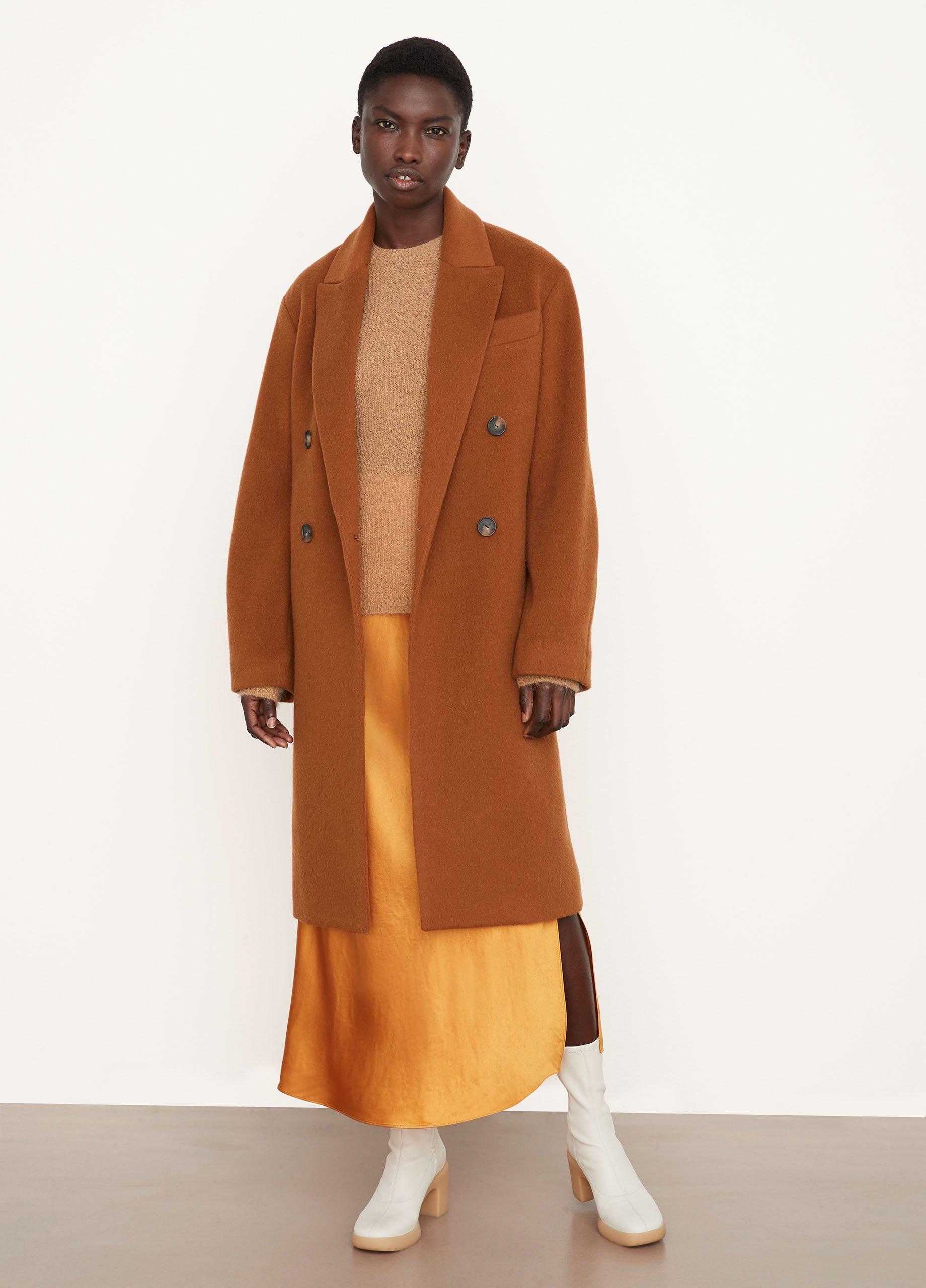 Brushed Wool Double-Breasted Coat in 