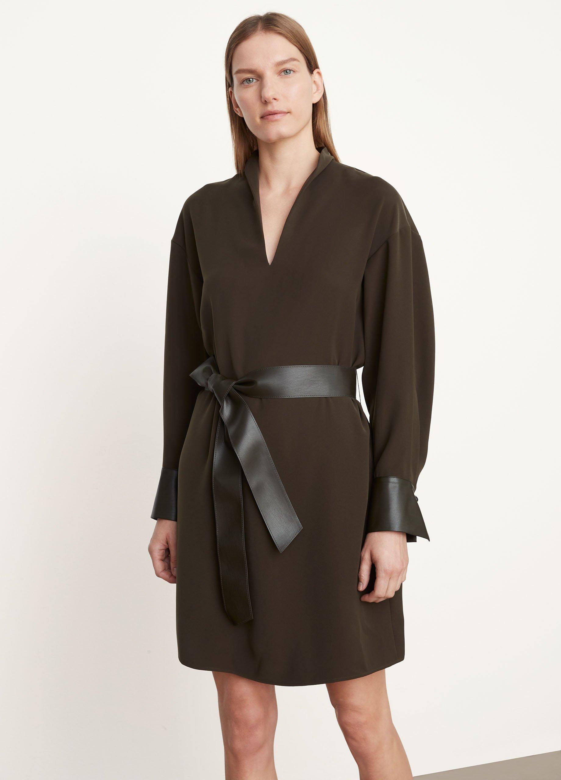 Long Sleeve Slit-Neck Dress image number 1