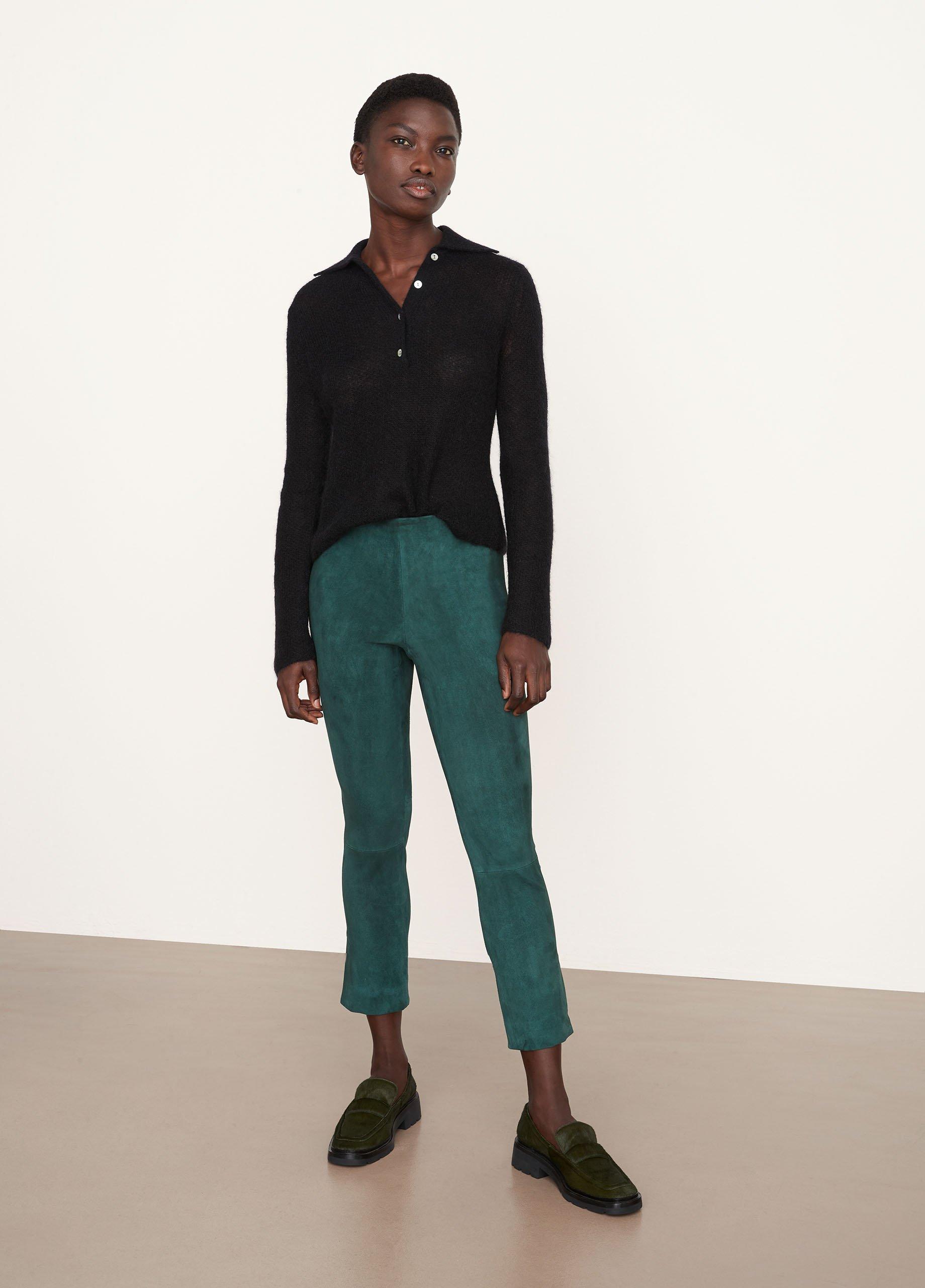 Stretch Suede Split-Hem Crop Pant image number 0