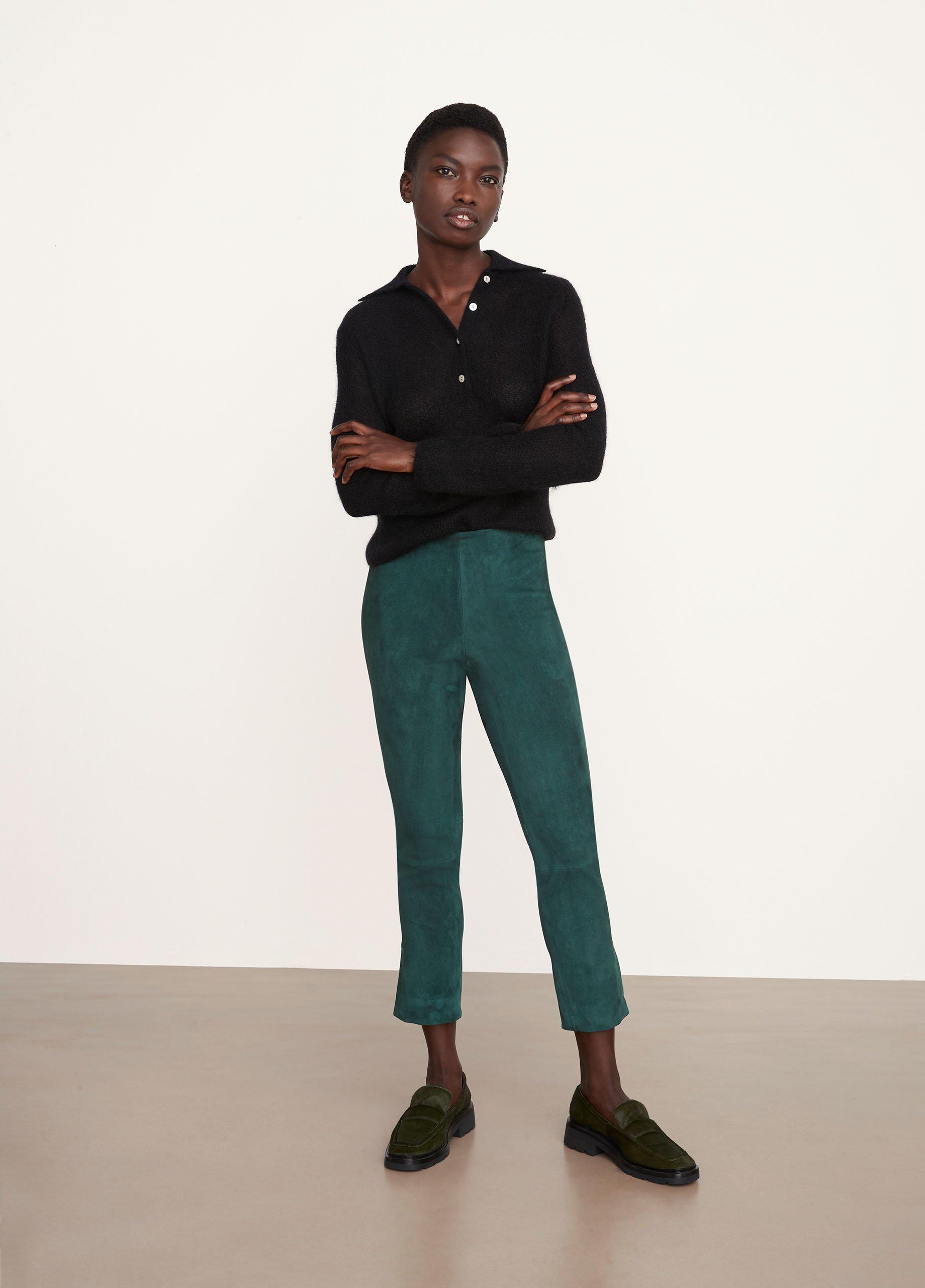 Stretch Suede Split-Hem Crop Pant image number 1