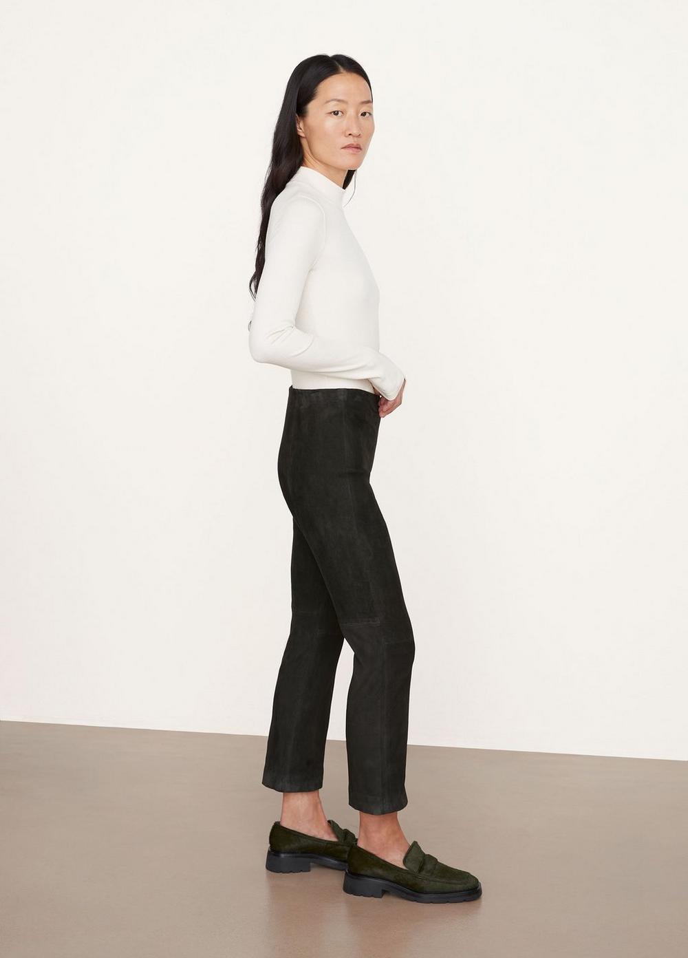 Stretch Suede Cropped Flare Leggings