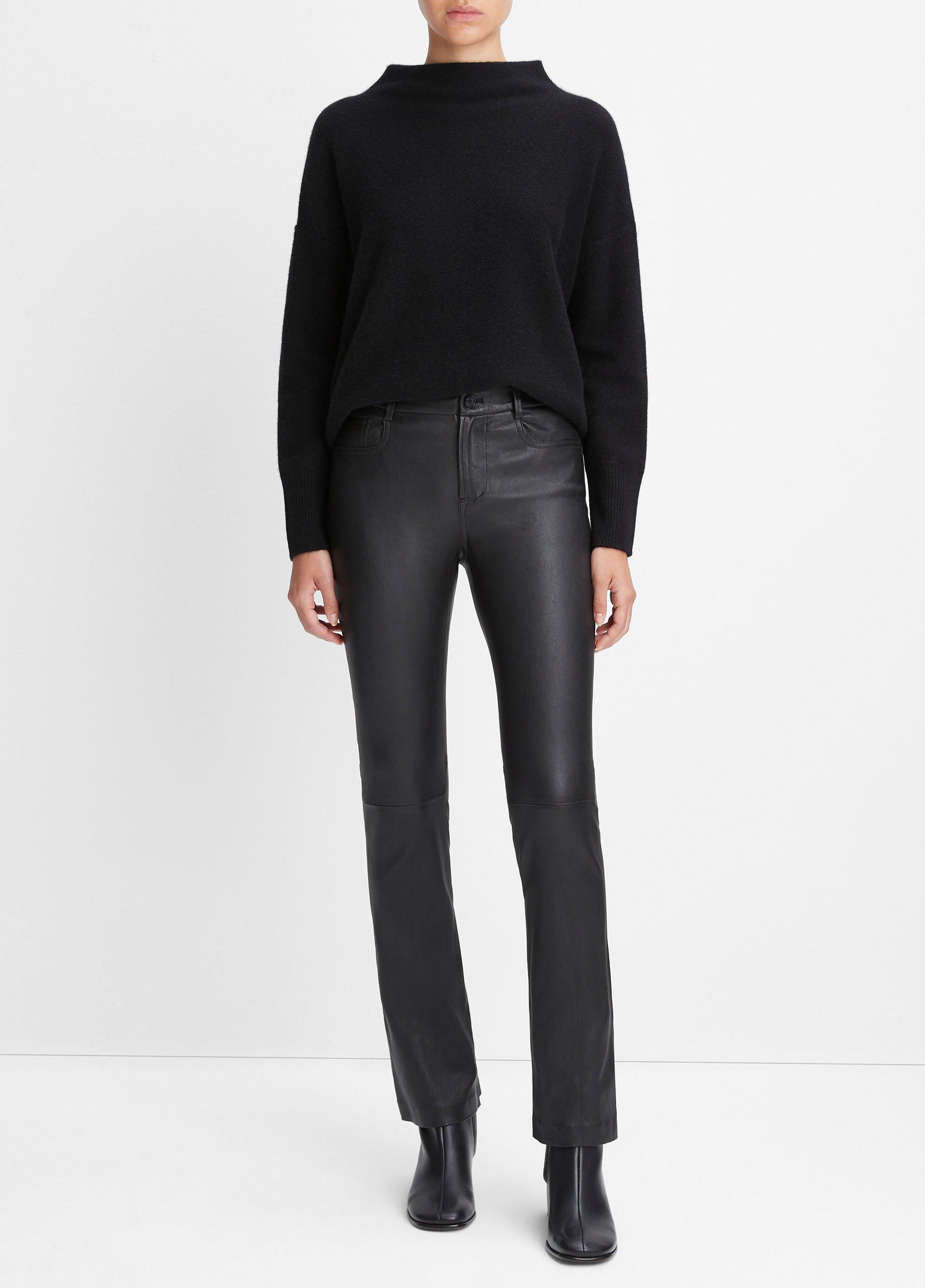 빈스 Vince Stretch Leather Boot-Cut Pant,BLACK