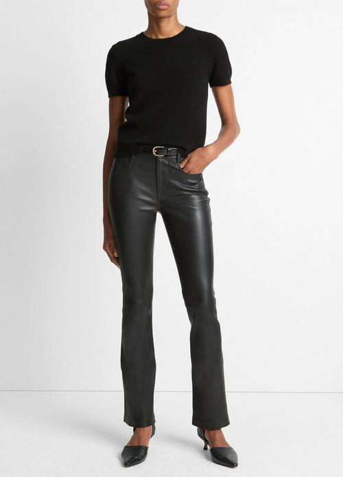 Stretch Leather Boot-Cut Pant