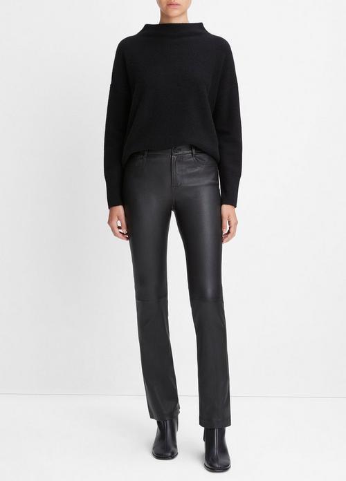 Stretch Leather Boot-Cut Pant