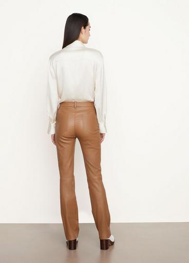 Stretch Leather Boot-Cut Pant image number 3
