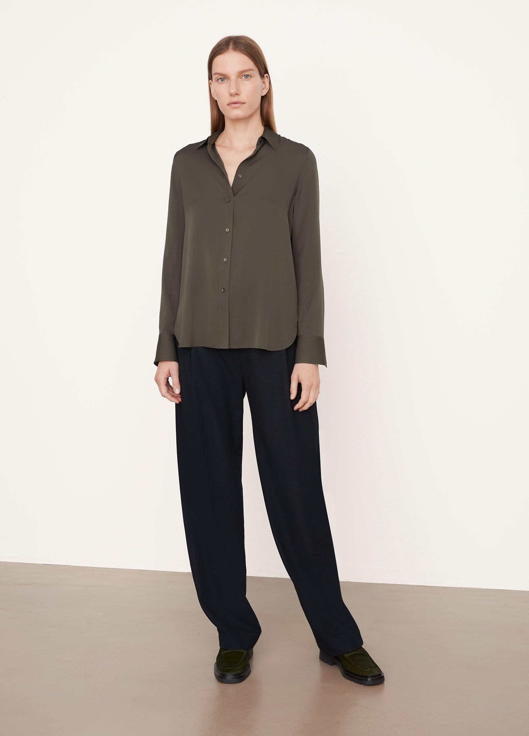 Stretch Silk Slim-Fitted Blouse in Vince Products Women | Vince