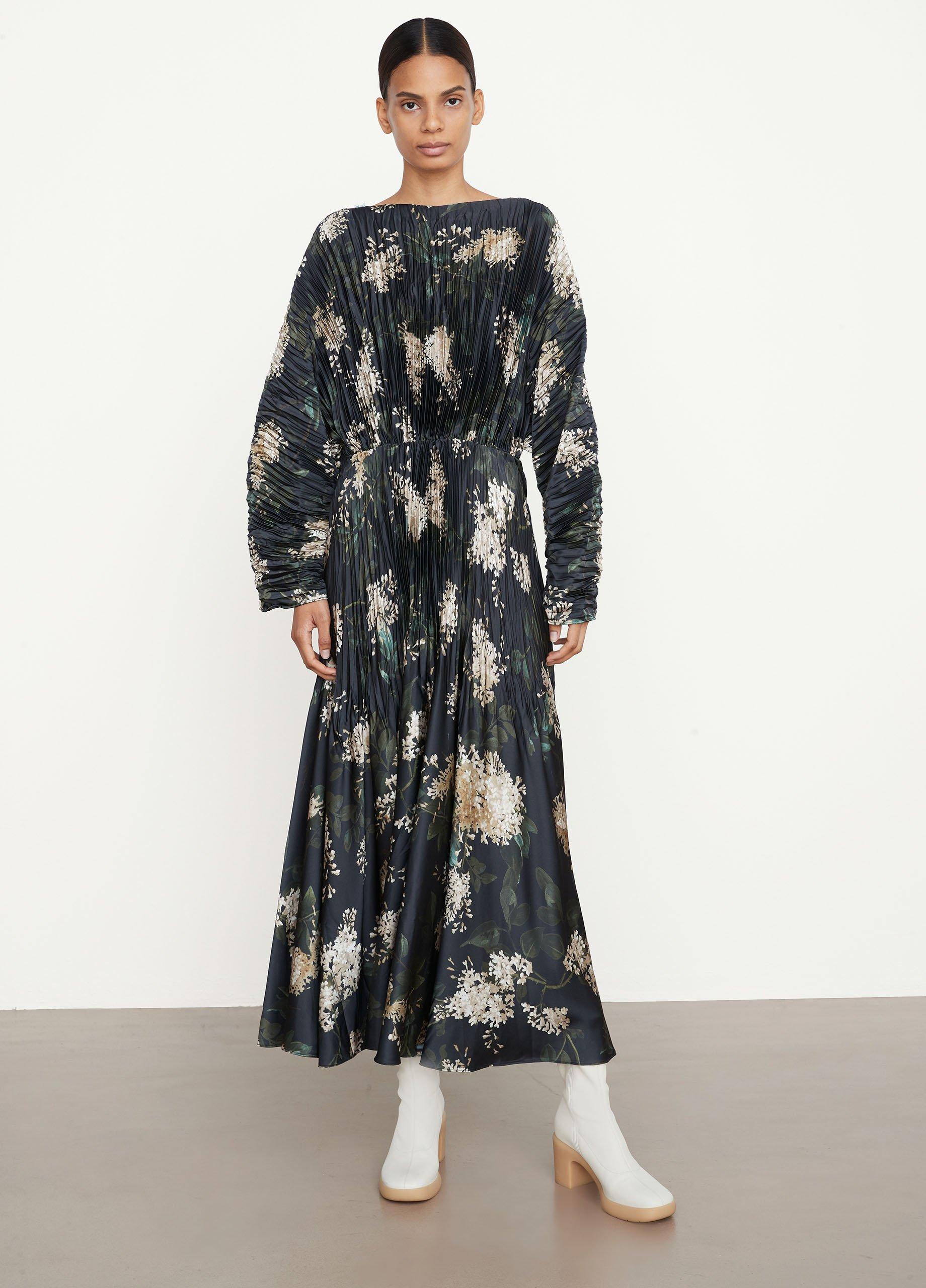 Lilac Micro Pleated Boat Neck Dress image number 0