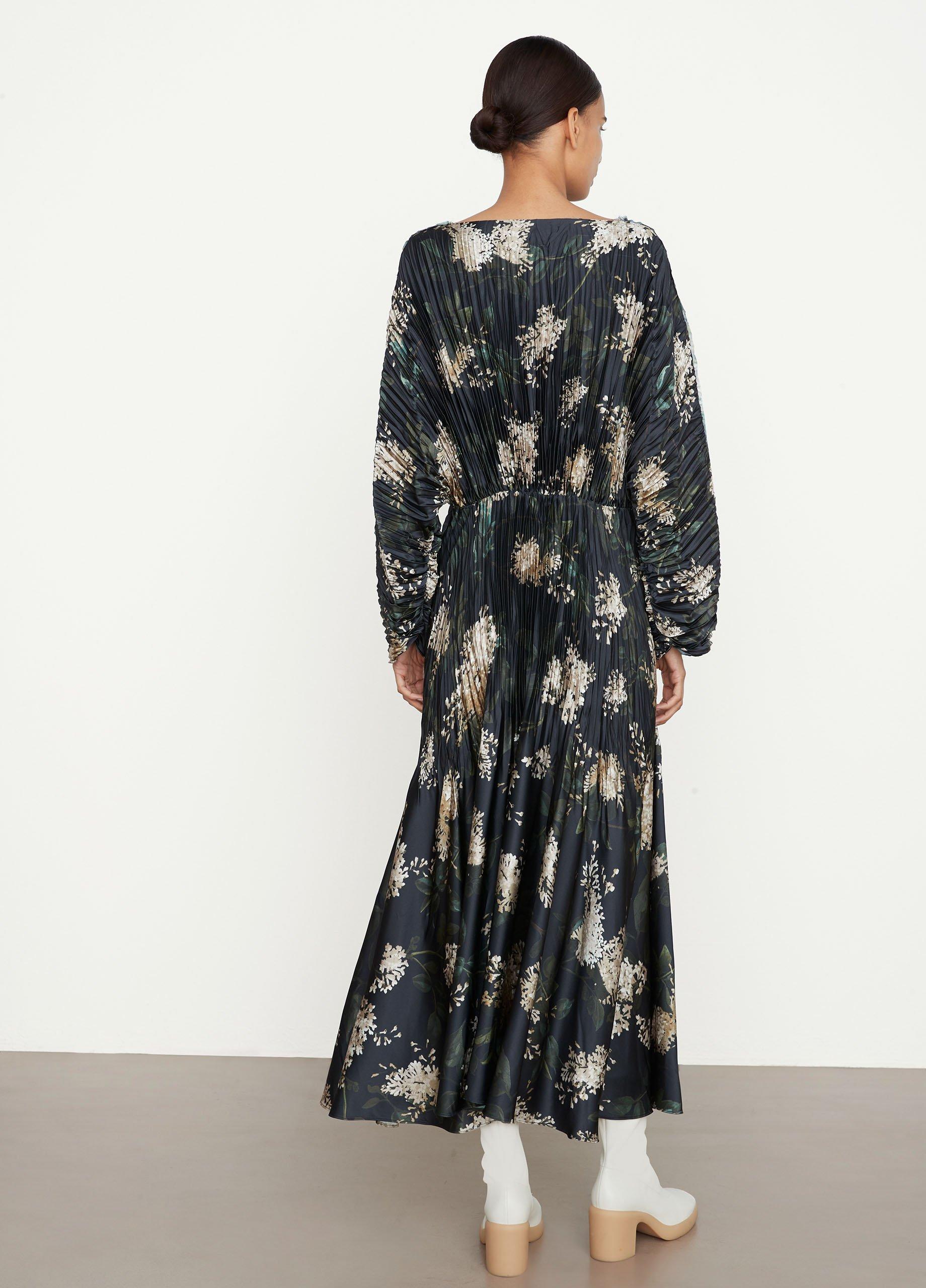 Lilac Micro Pleated Boat Neck Dress image number 3