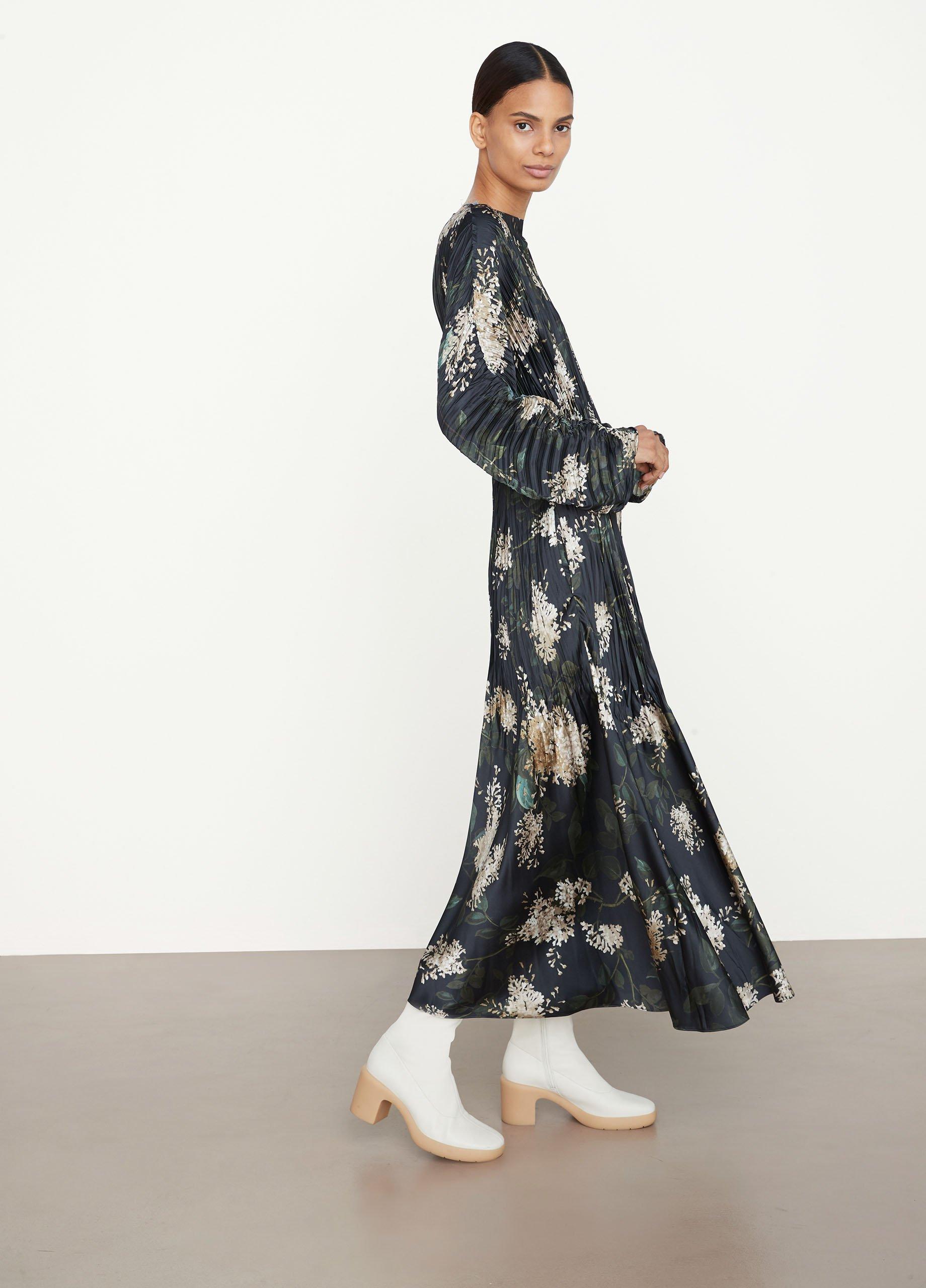 micro floral pleated mini dress