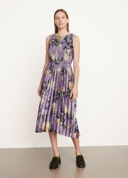 Lilac Micro Pleated Boat Neck Dress