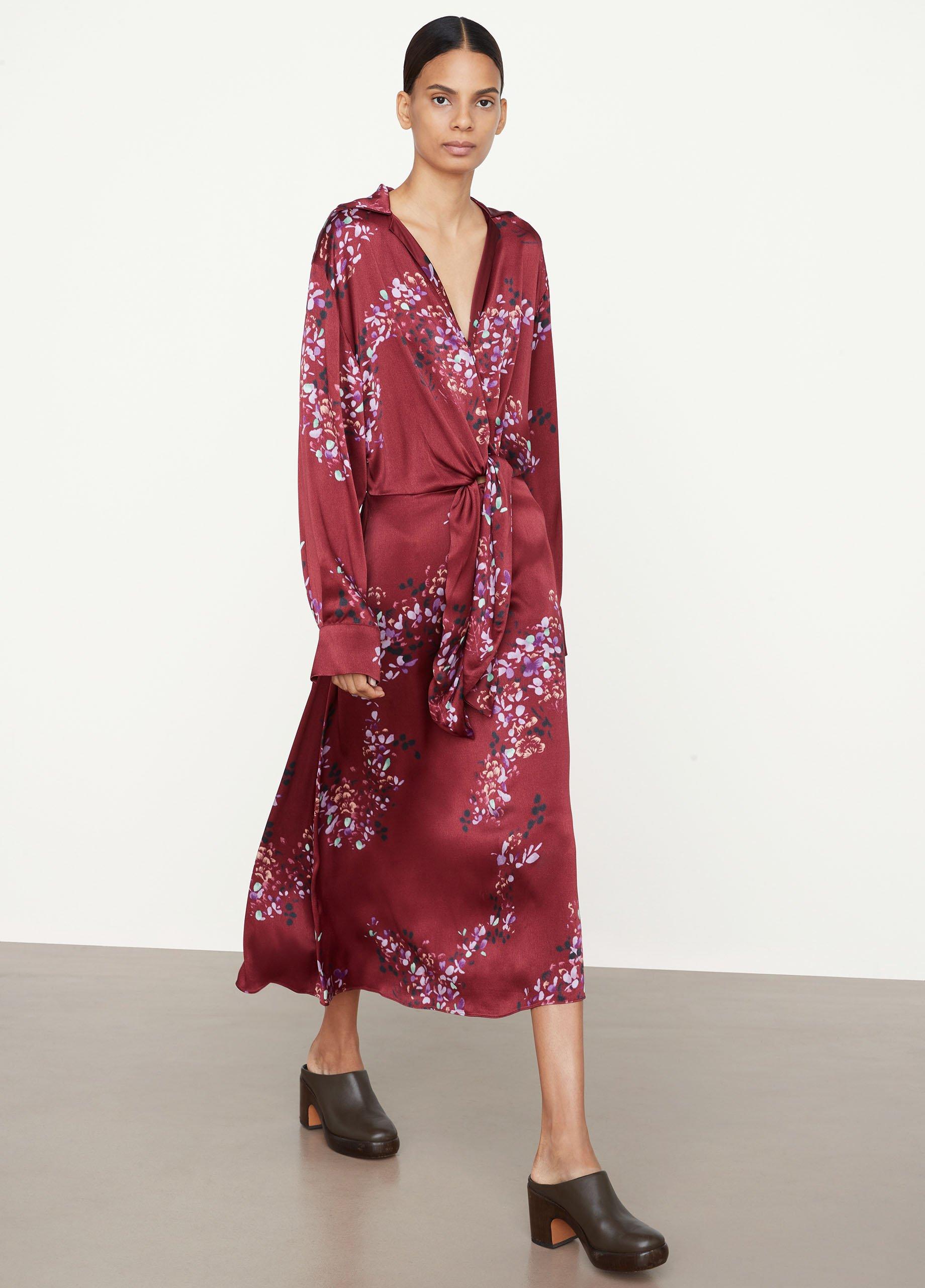 Forsythia Long Sleeve Shaped Collar Tie-Front Dress image number 1