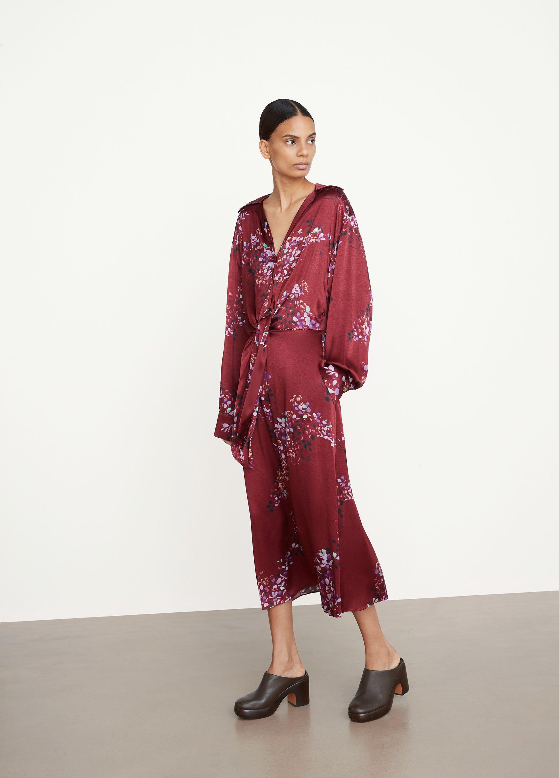 Forsythia Long Sleeve Shaped Collar Tie-Front Dress image number 2