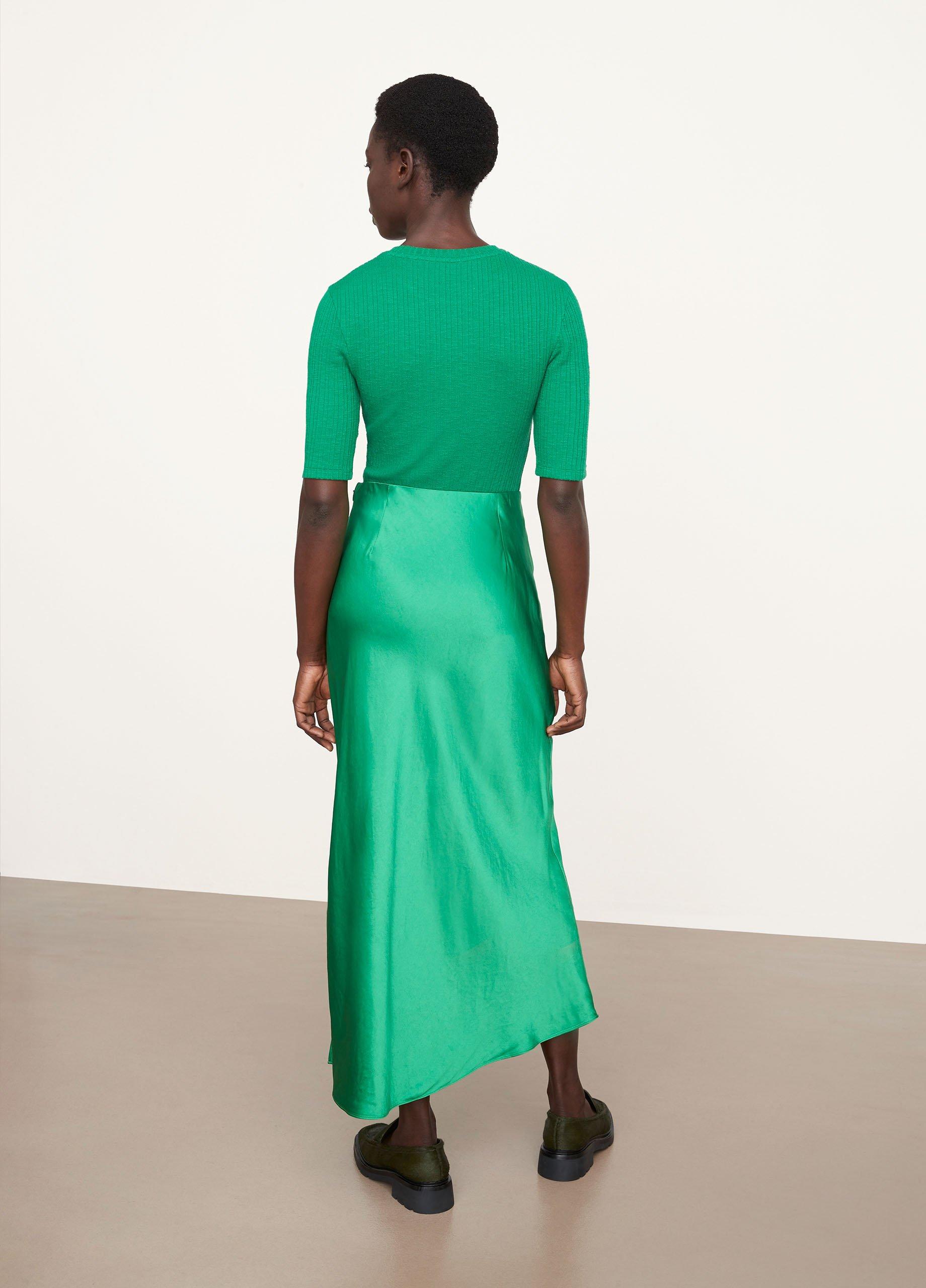 Satin Side-Slit Slip Skirt image number 3