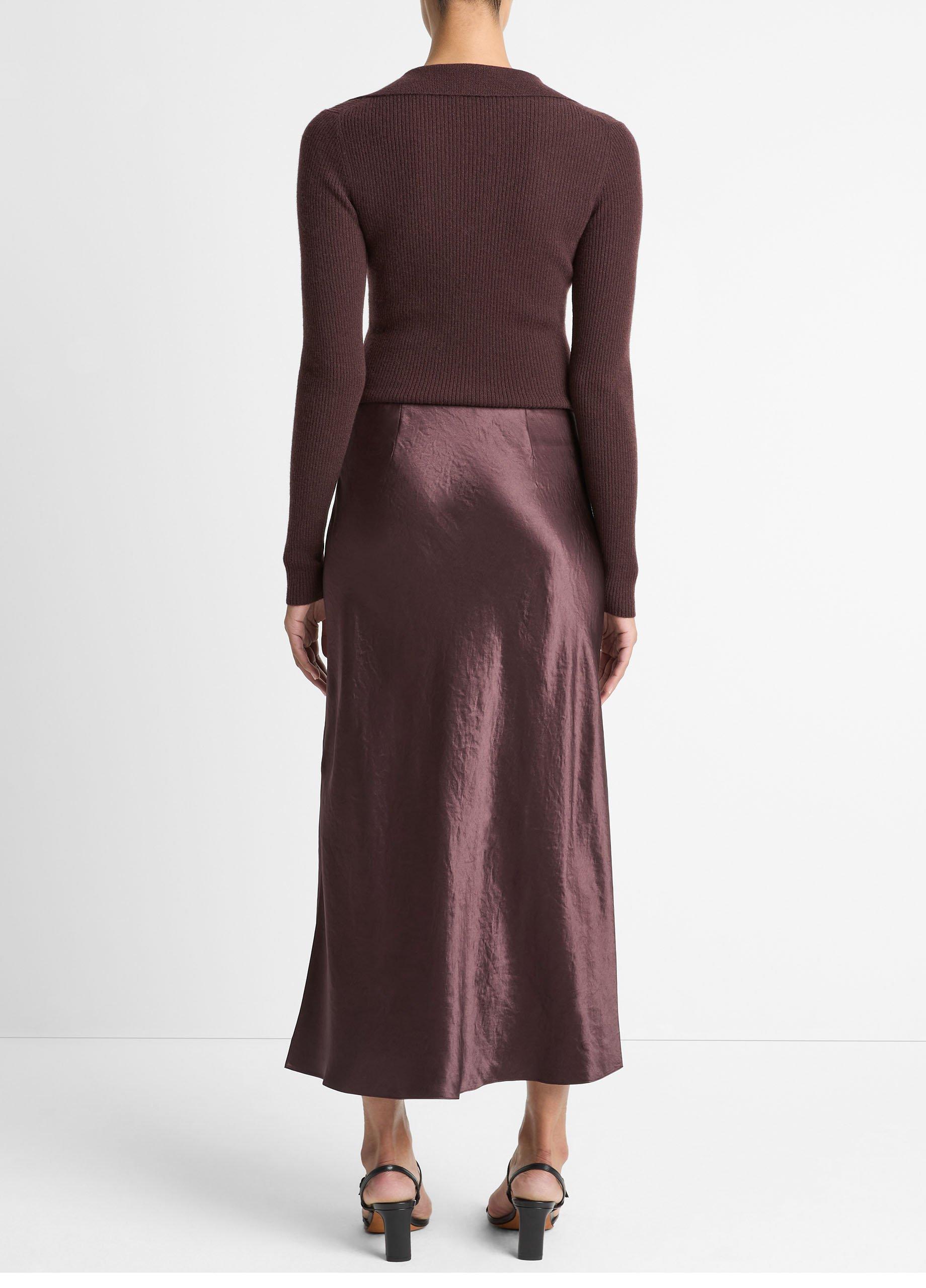 Satin Side-Slit Slip Skirt image number 2