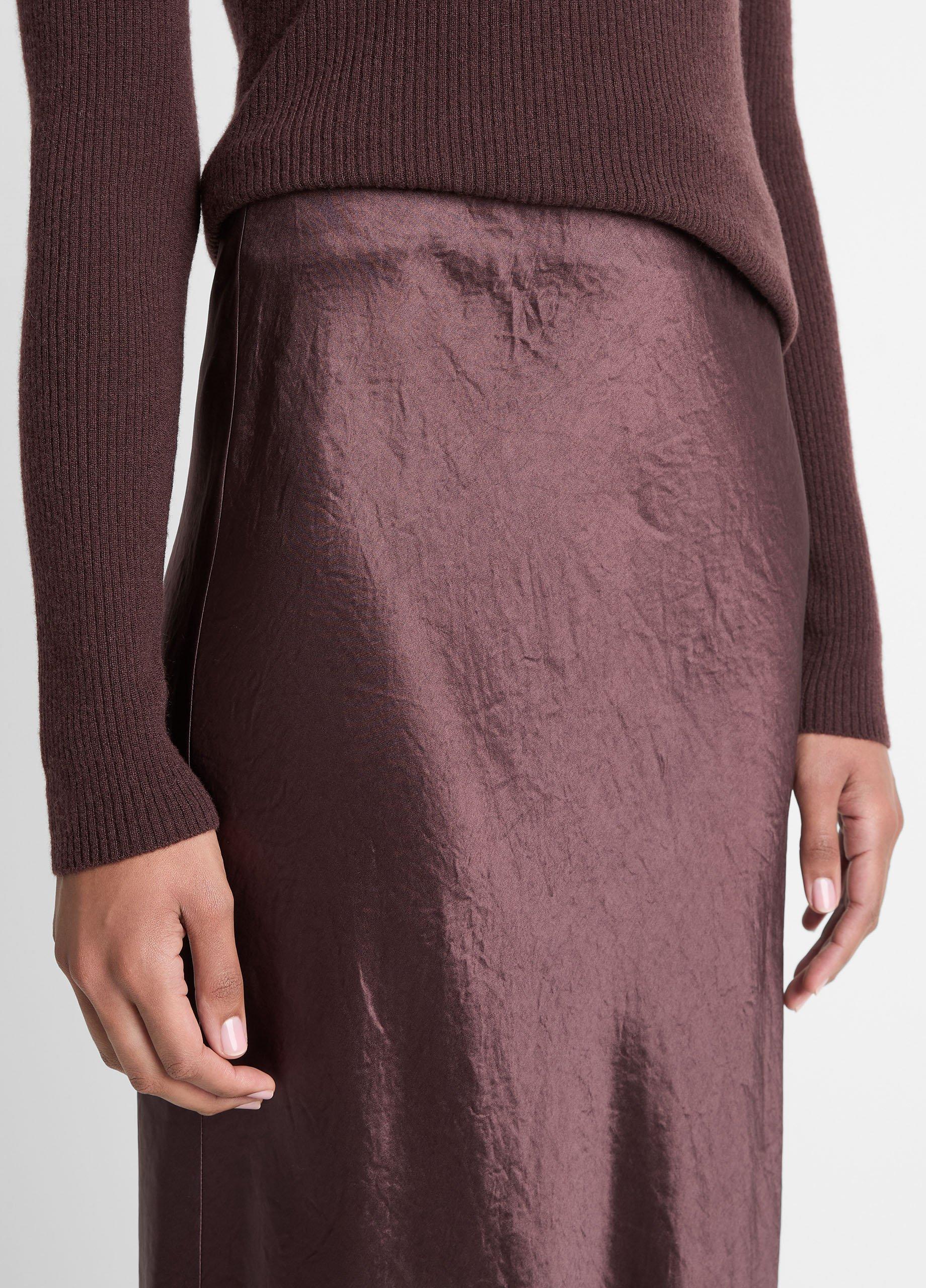 Satin Side-Slit Slip Skirt image number 3