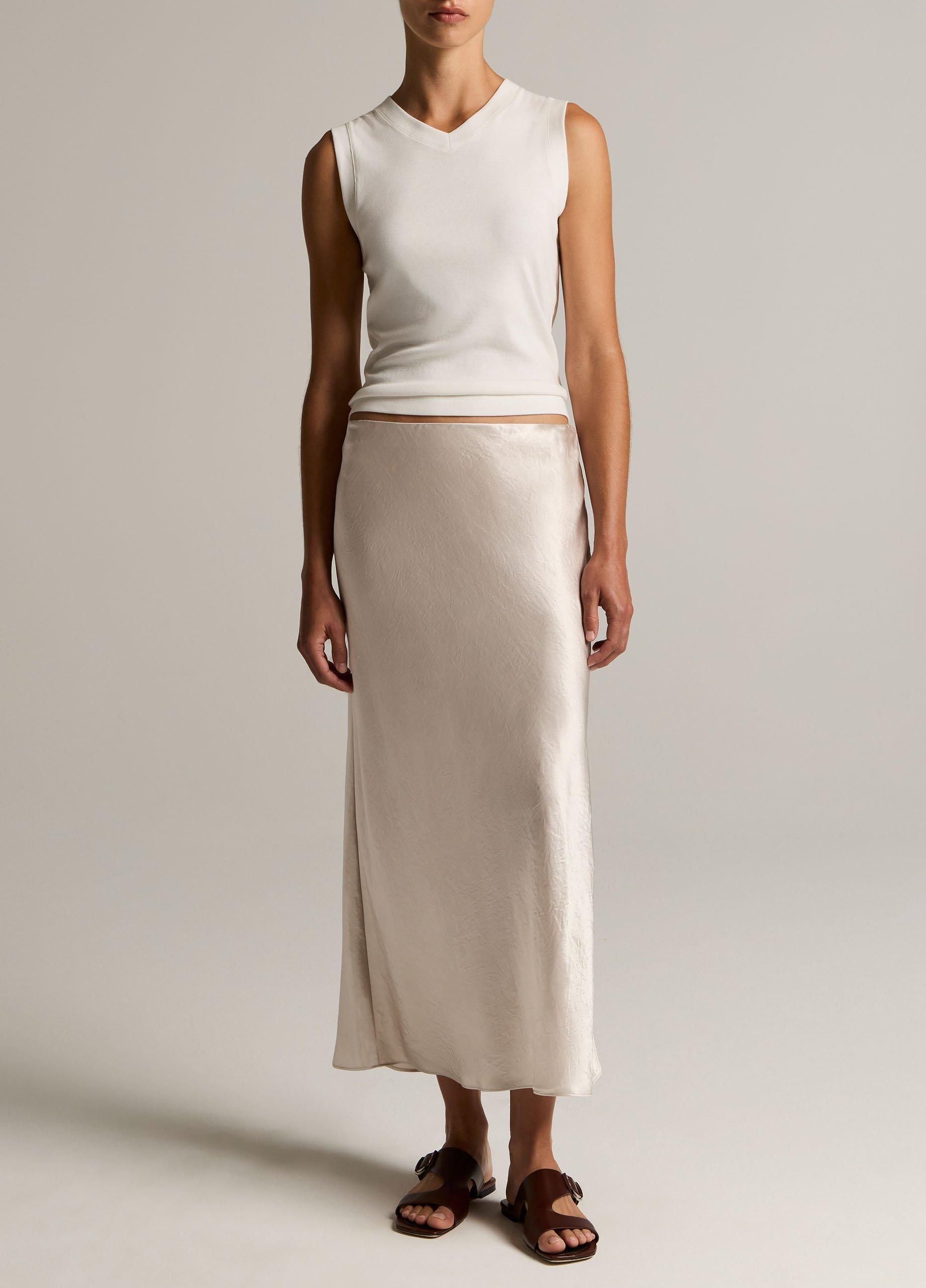 Satin Side-Slit Slip Skirt image number 0
