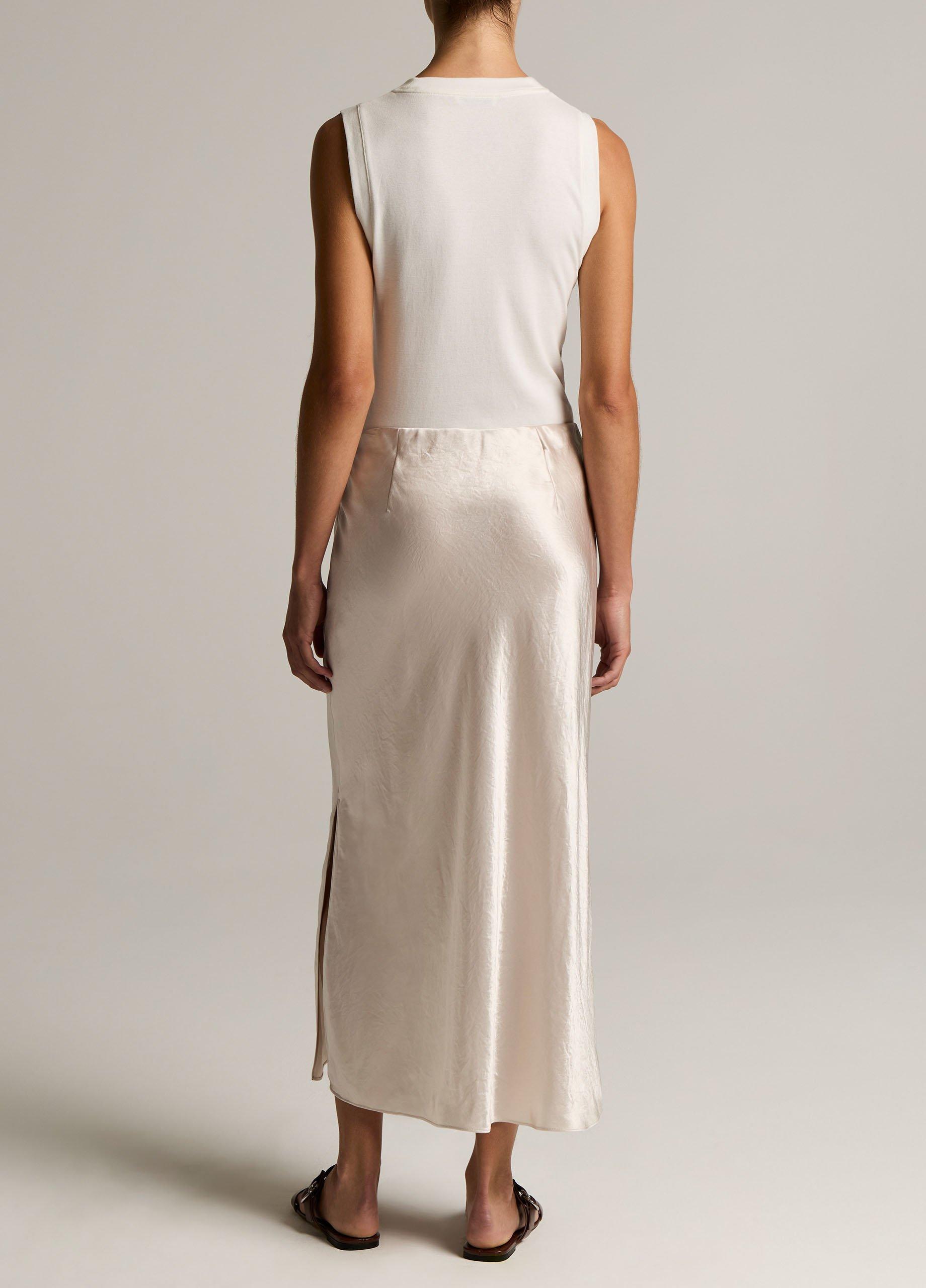 Satin Side-Slit Slip Skirt image number 2