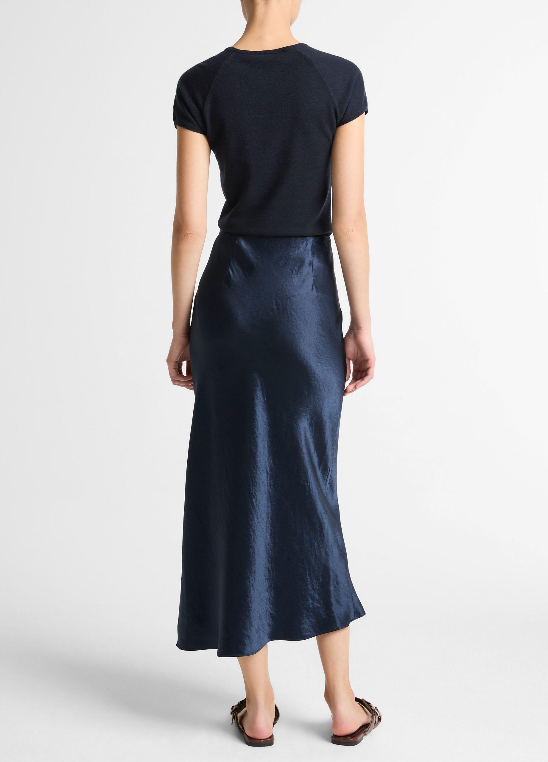 Satin Side-Slit Slip Skirt image number 2