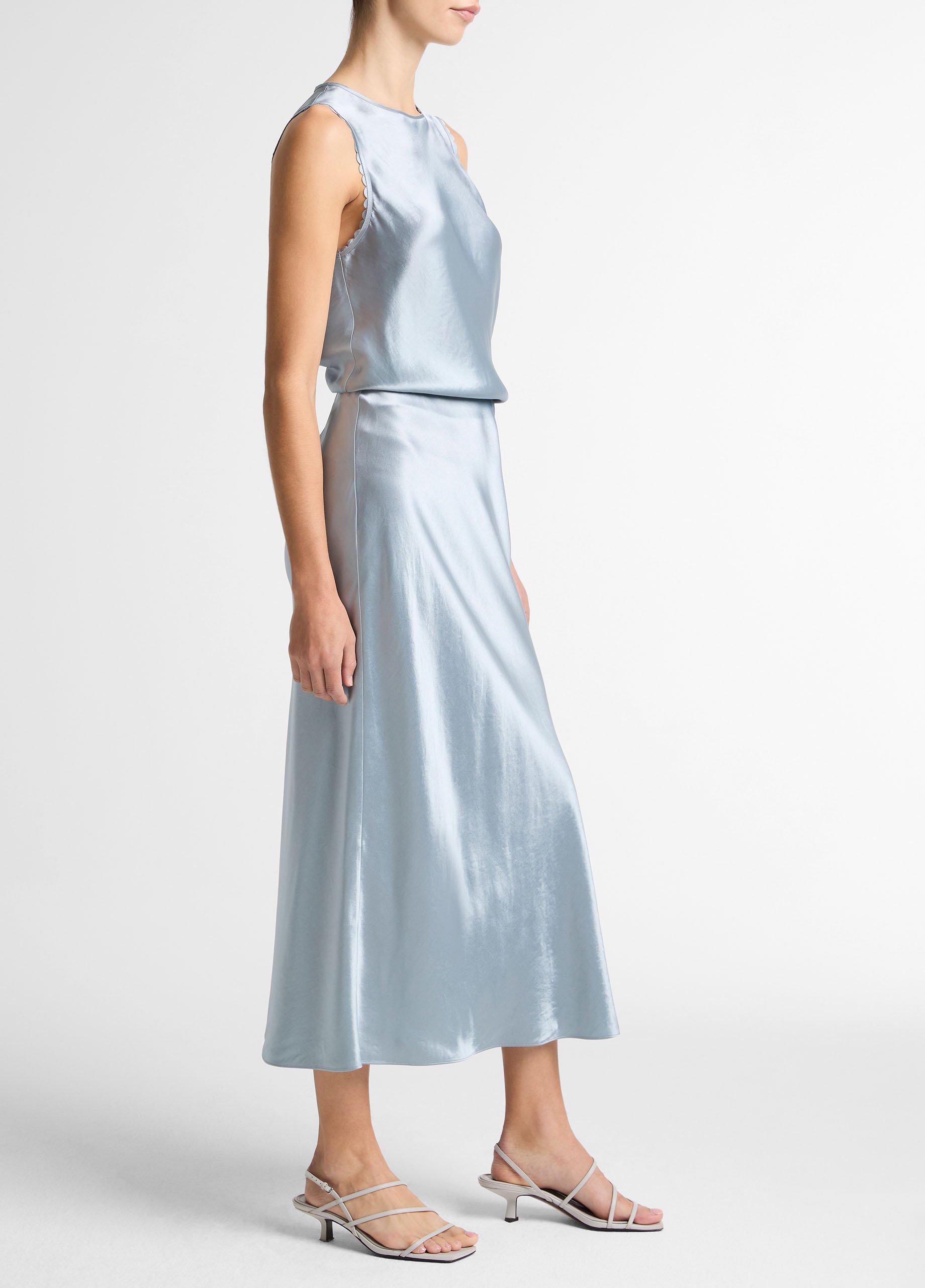 Satin Side-Slit Slip Skirt image number 1