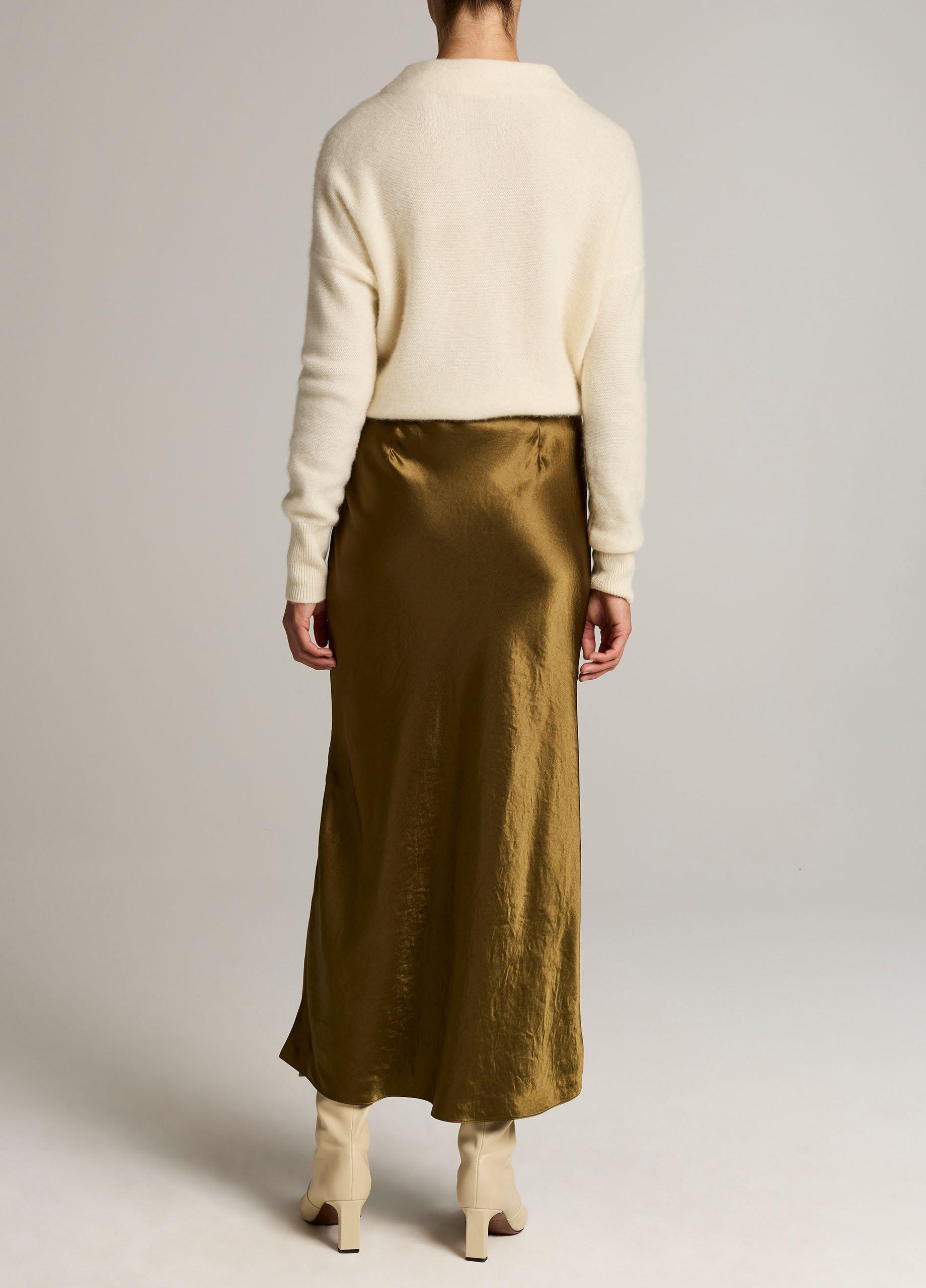 Satin Side-Slit Slip Skirt image number 2