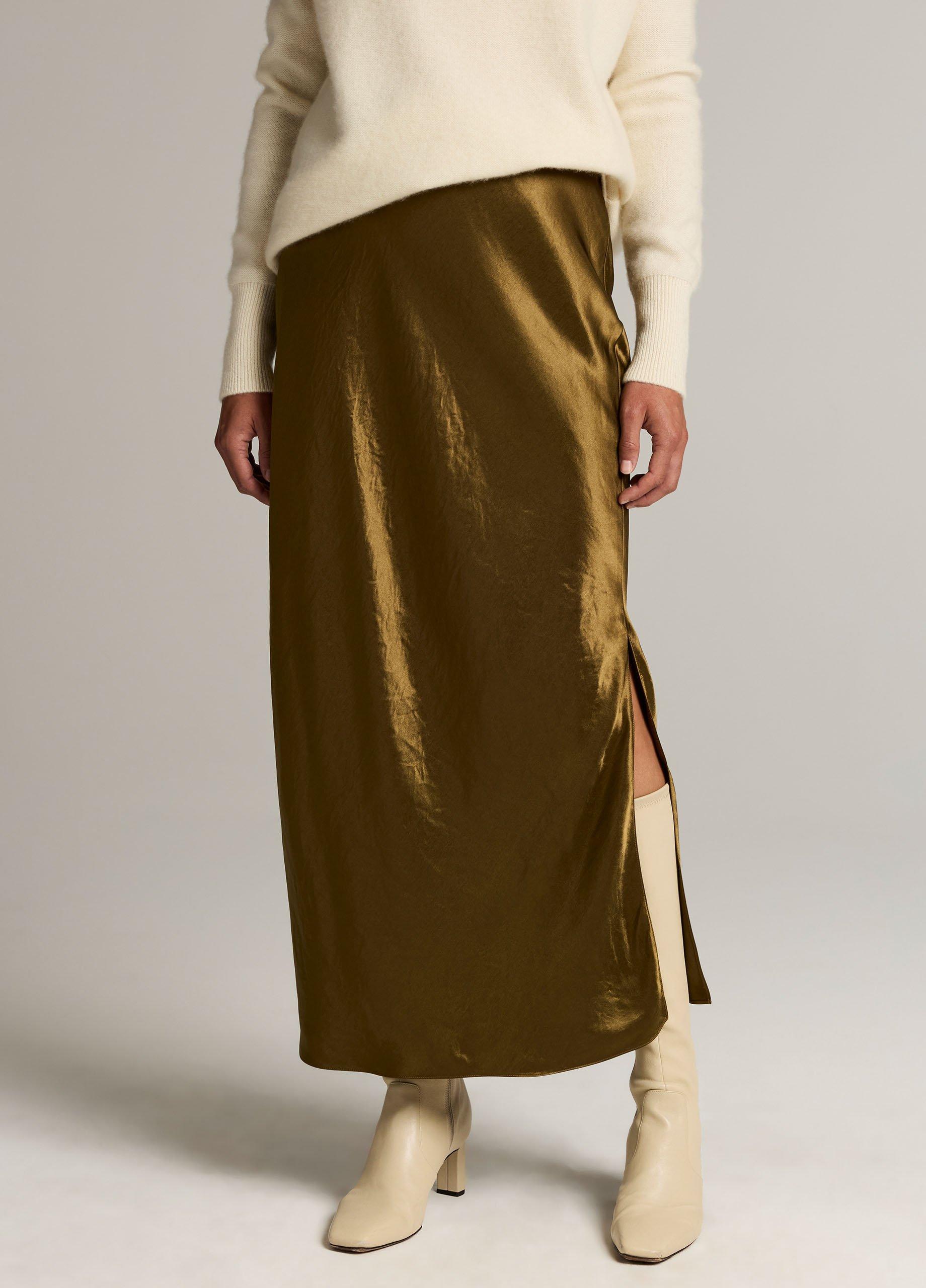 Satin Side-Slit Slip Skirt image number 3