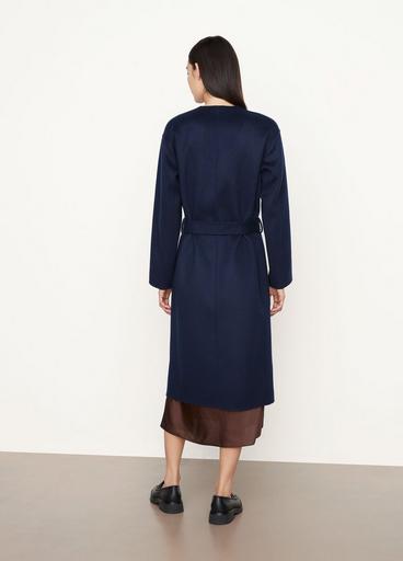 Belted Collarless Coat in Wool Cashmere image number 3