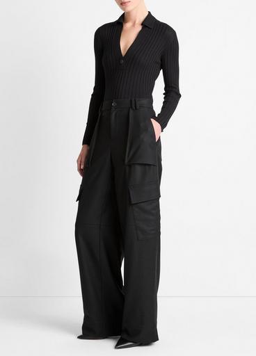 Flannel Wide Leg Cargo Pant in Pants & Shorts | Vince