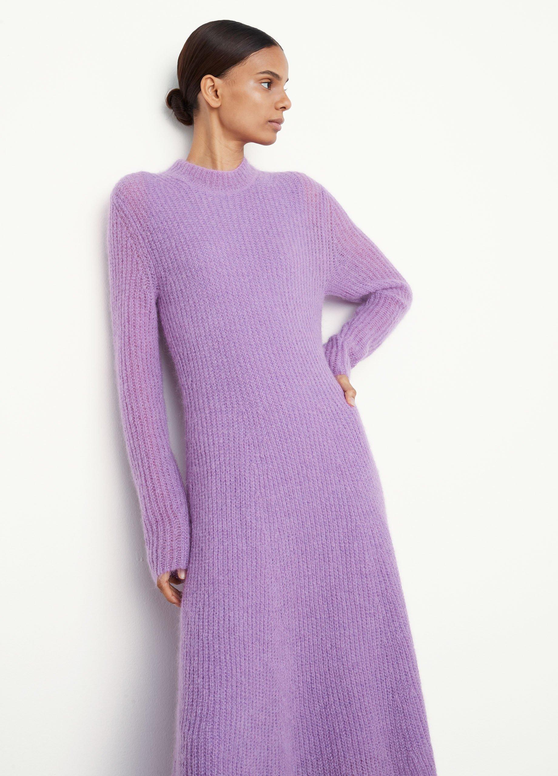 Textured Long Sleeve Crew Neck Dress image number 1