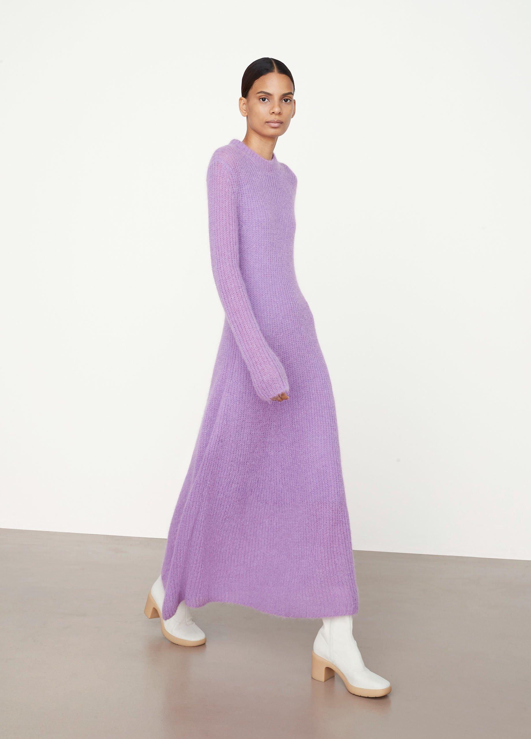 Textured Long Sleeve Crew Neck Dress image number 2
