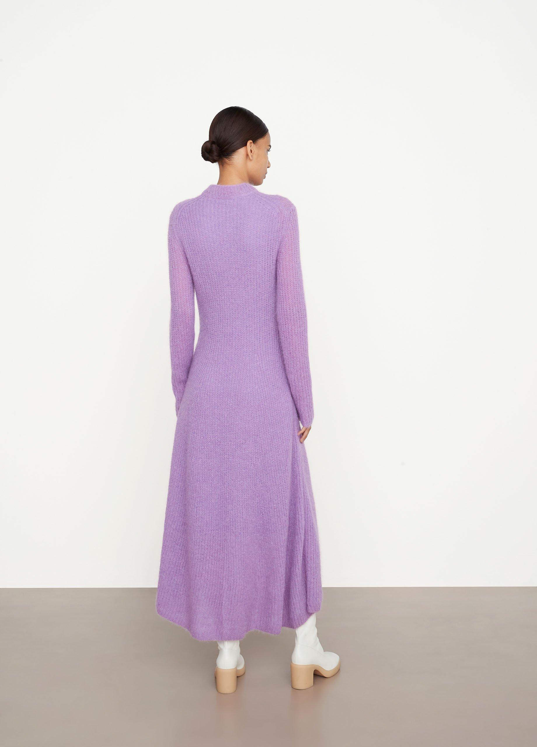 Textured Long Sleeve Crew Neck Dress image number 3