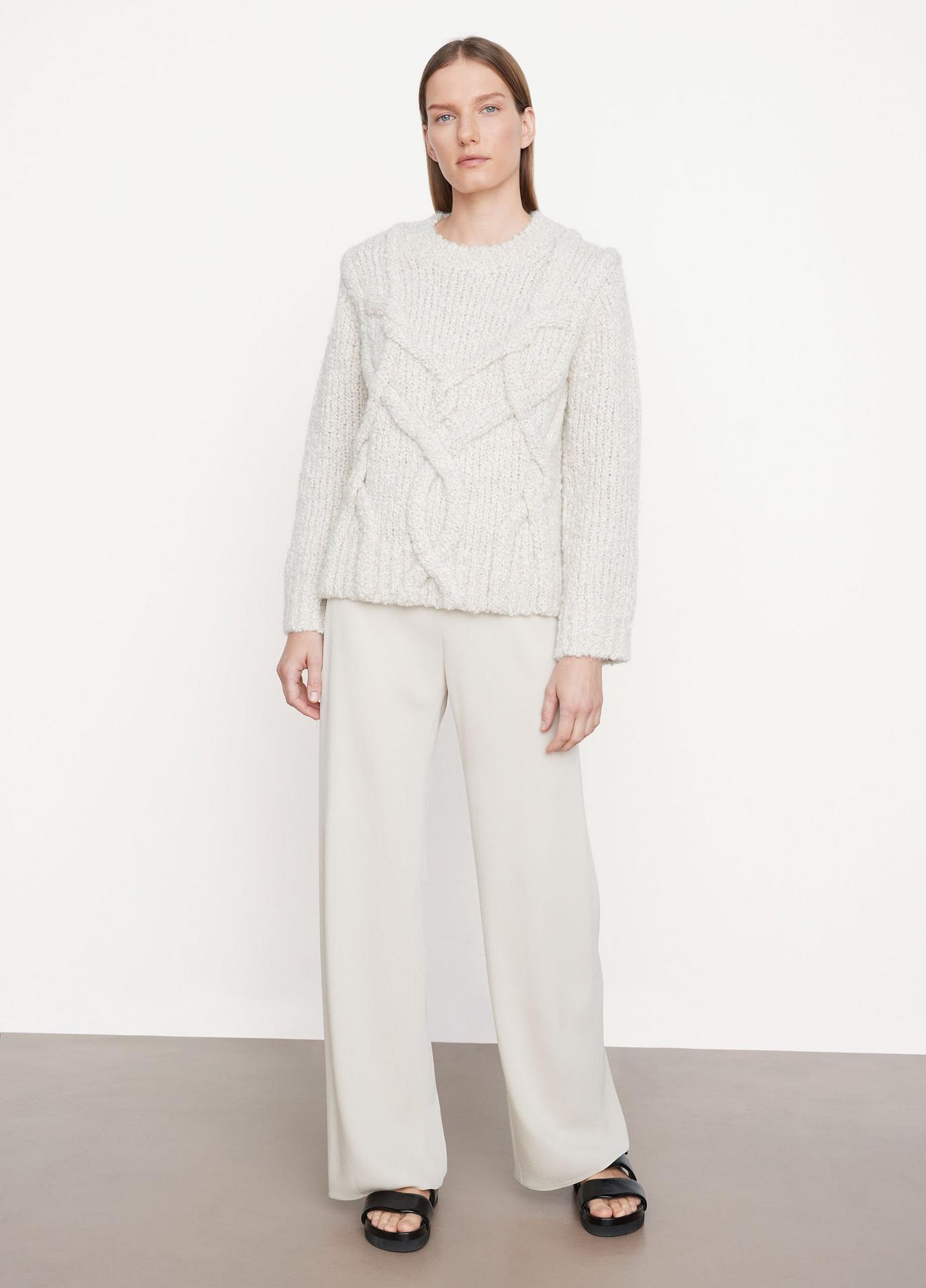 Vince Hand Appliqued Cable Knit Sweater