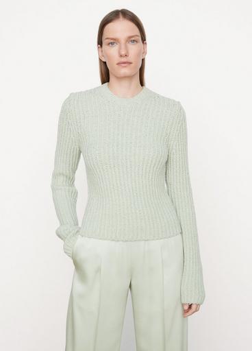 Cotton Rib Crew Neck Sweater in Sweaters | Vince