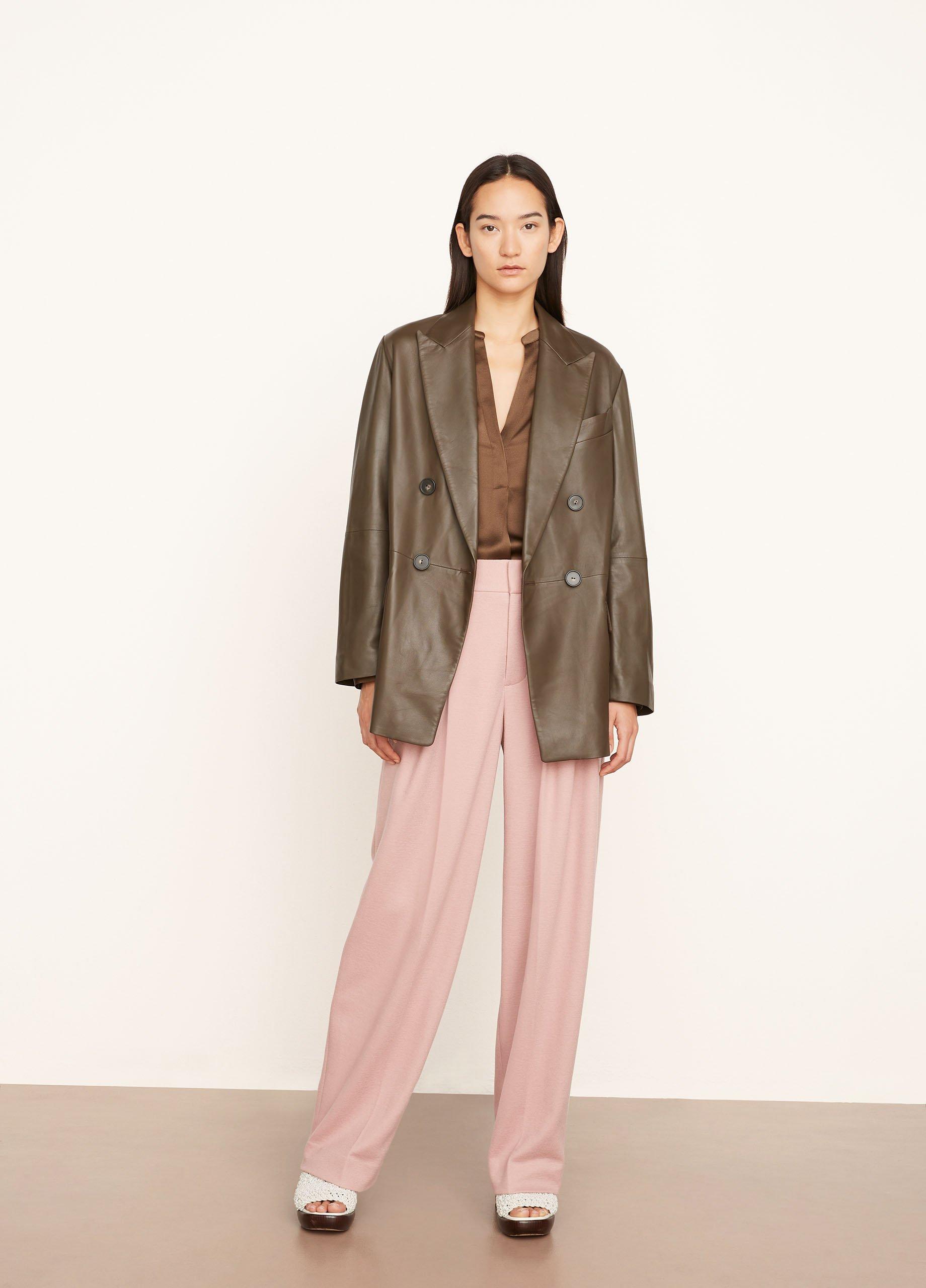 Double-Breasted Leather Blazer Coat image number 0