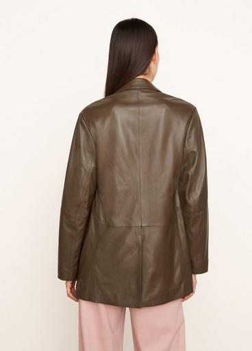 Double Breasted Leather Blazer Coat image number 3