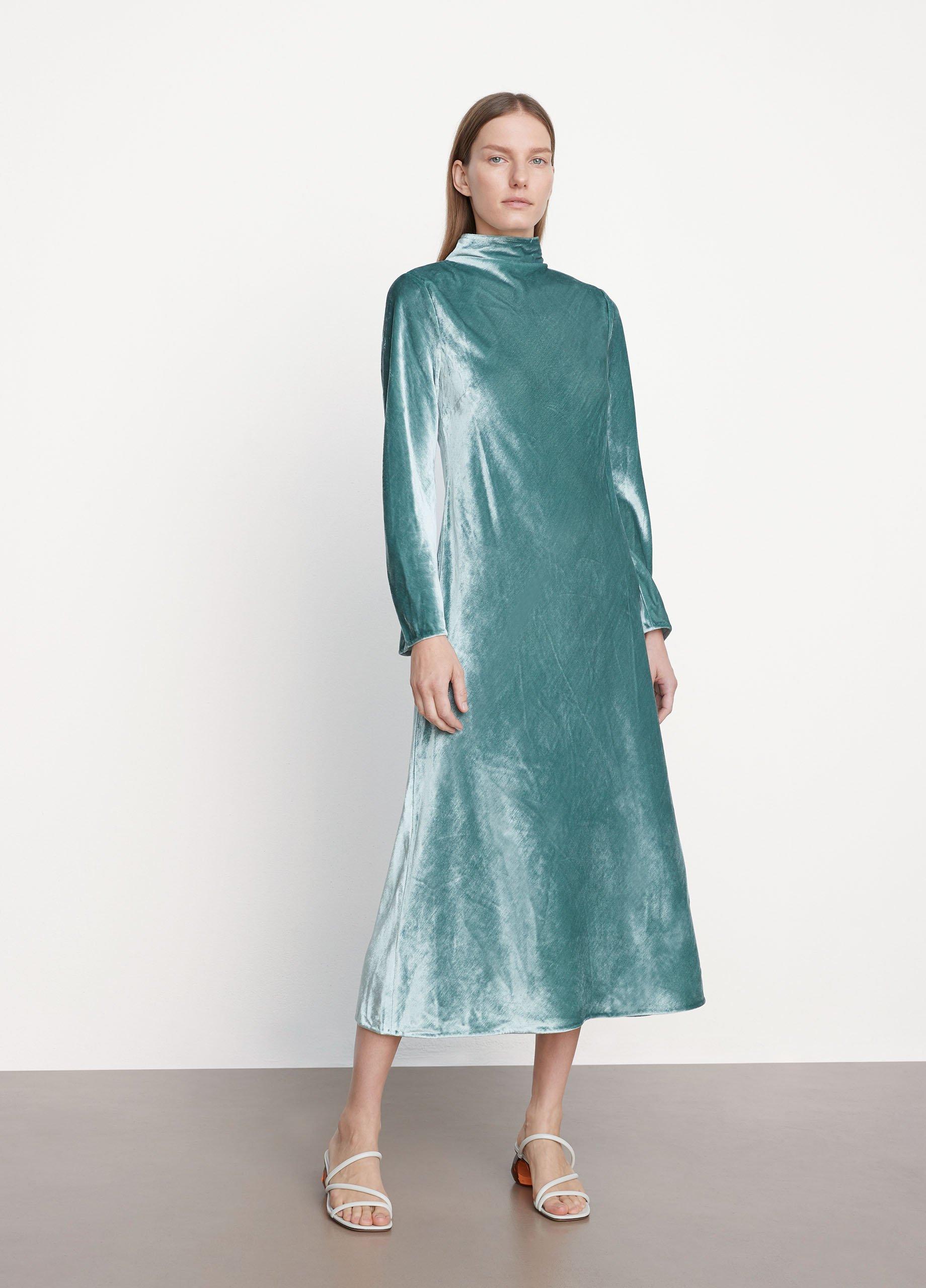 Long Sleeve Funnel Tie-Neck Dress image number 0