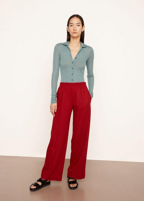Fine Knit Wide Leg Pull On Pant