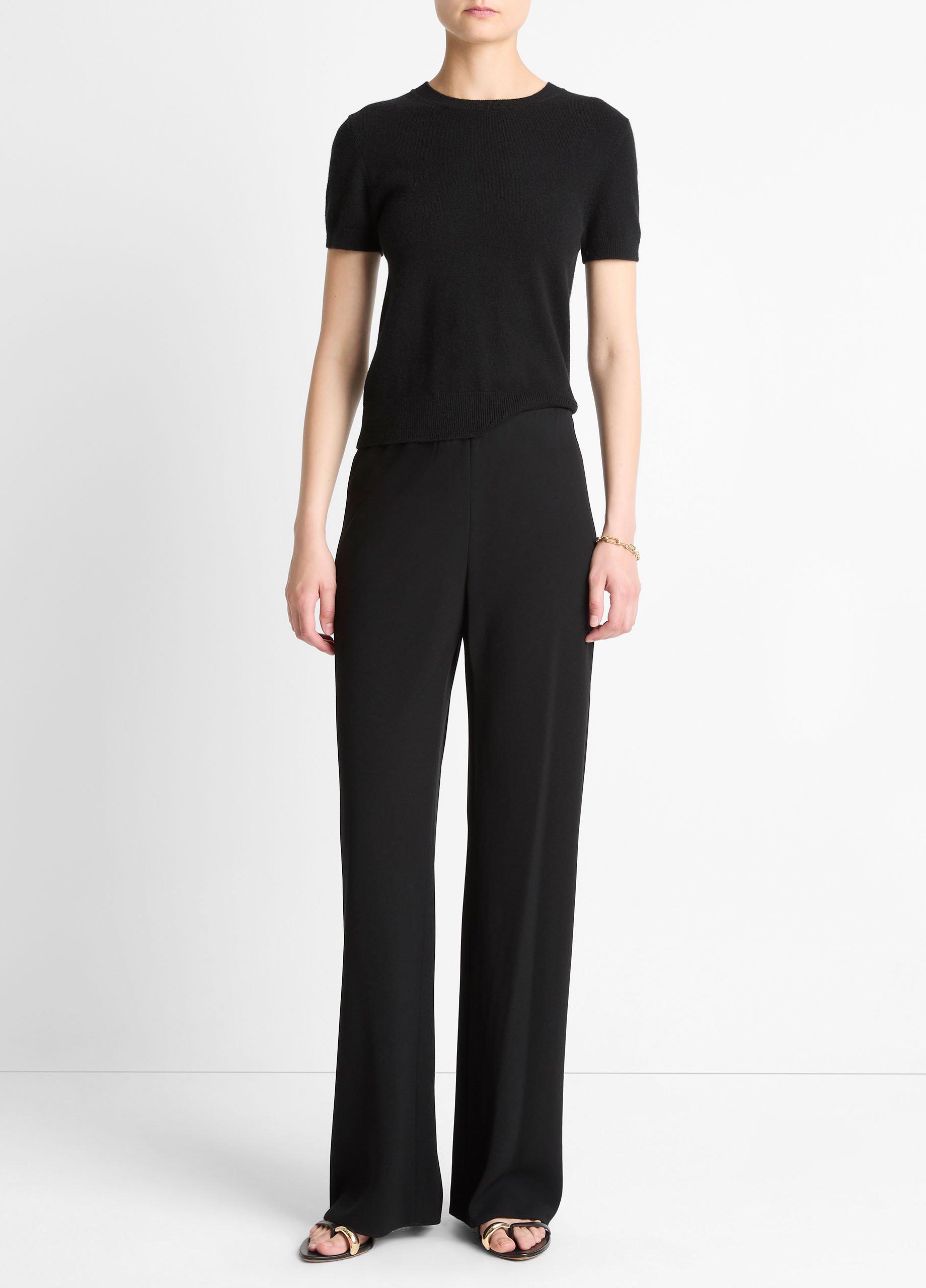 High-Waist Bias Pant, Black, Size XL Vince