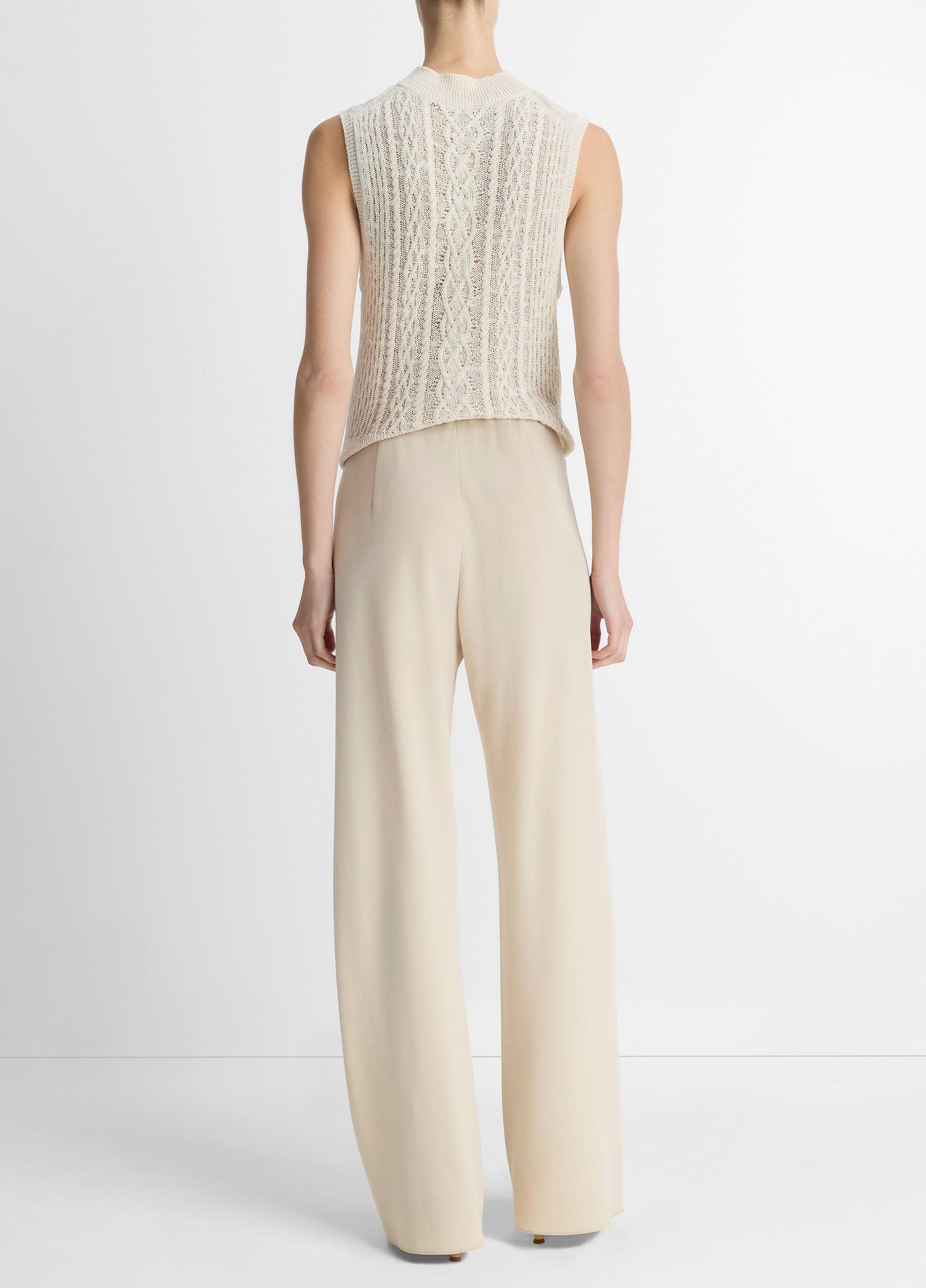 ★E.B.M★ Low waist wide pants EMP3DPT010 Revive™ Plant-Based Organic Cotton Wide-leg Pants - Ribbed / Oat