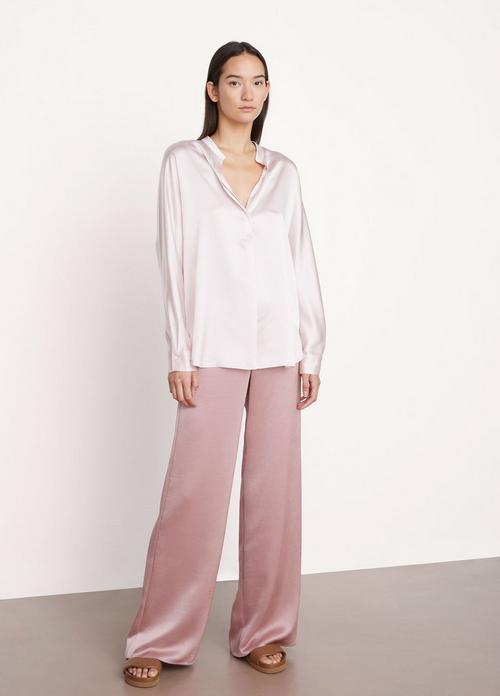 Silk Band Collar Long Sleeve Blouse